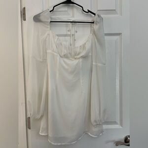 Tiger Mist Delicate White Sheer Sleeve Mini Dress